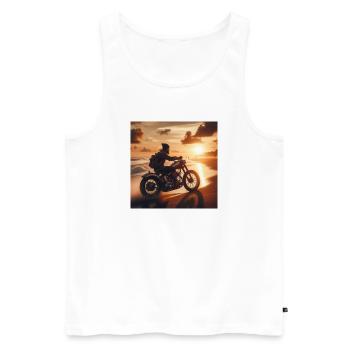 Motorcycle Old Sunset 2 - Men's Premium Organic Tank Top - white - Front - Michal (187cm)