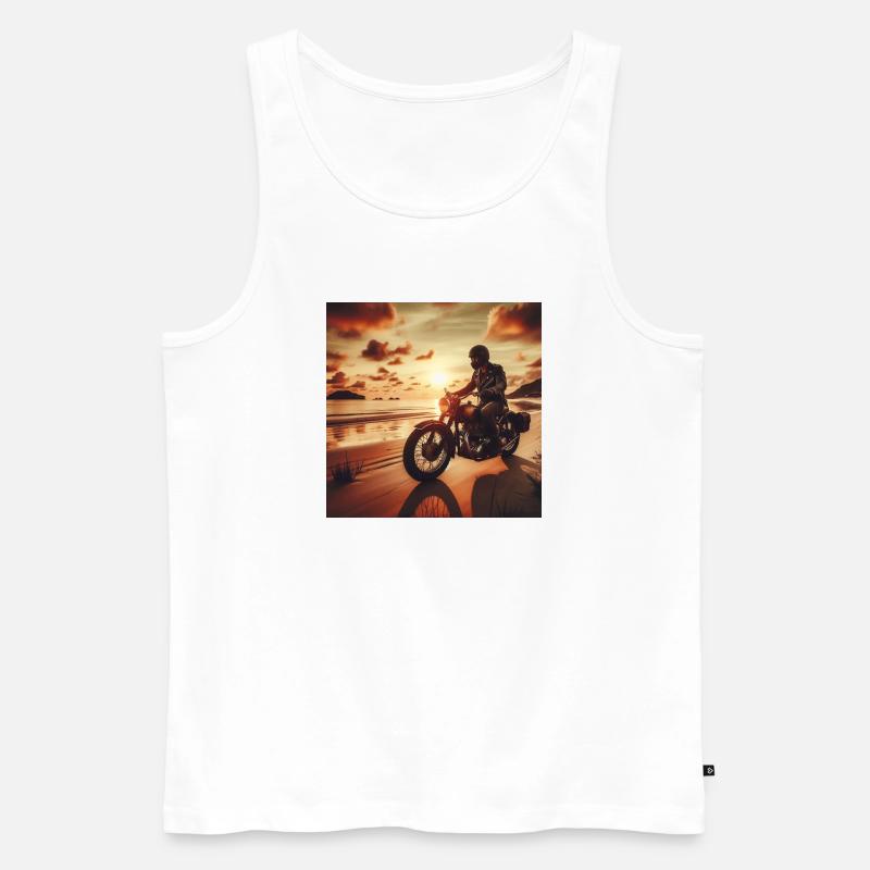 Motorcycle Old Sunset 3 - Männer Premium Bio Tank Top - Weiß