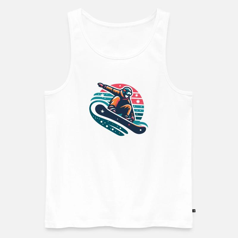 Dynamische Snowboarder-Bewegungsillustration - Männer Premium Bio Tank Top - Weiß