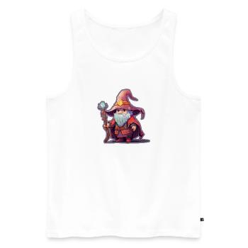 Cute Dwarf Magician Fantasy Garden Gnome Shirt - Men's Premium Organic Tank Top - white - Front - AI Model Male 178 light (178cm)