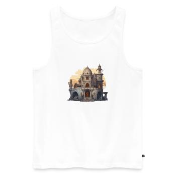 Fantasy RPG Ruine Abendlicht Abenteuer Shirt - Männer Premium Bio Tank Top - Weiß - Vorne - AI Model Male 178 light (178cm)