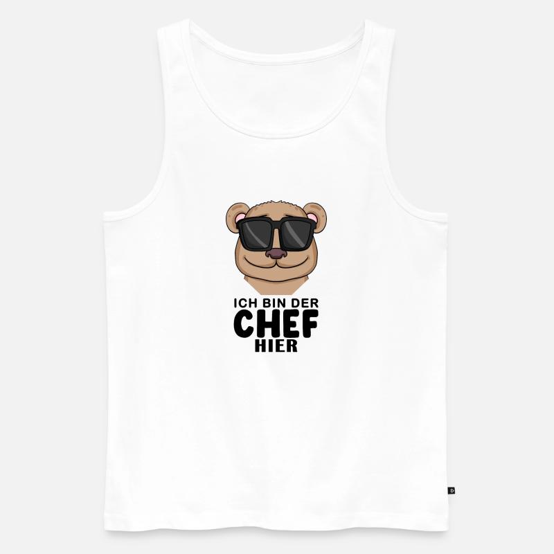 Chef Spruch mit Bär Motiv - Männer Premium Bio Tank Top - Weiß