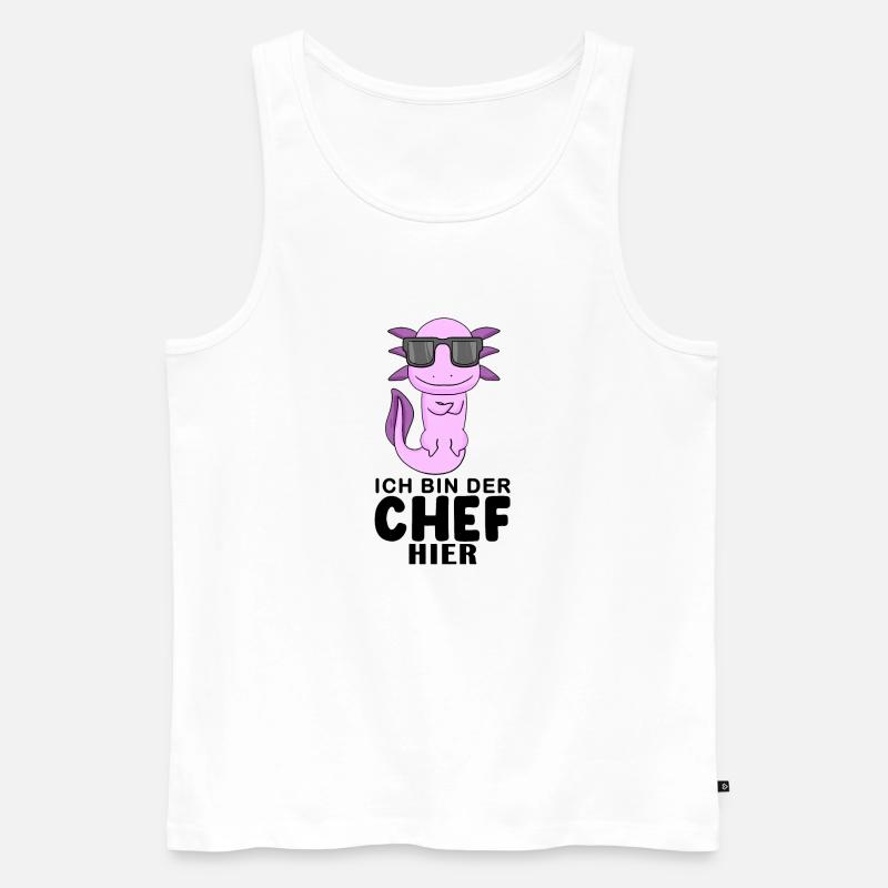 Chef Spruch mit Axolotl Motiv - Männer Premium Bio Tank Top - Weiß