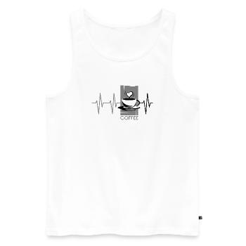 Pulse Coffee Café Battement de cœur Icône d’amour de café - Débardeur bio Premium Homme - blanc - Devant - Michal (187cm)
