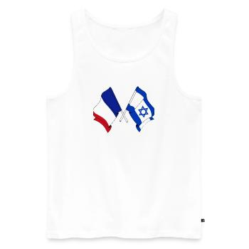 Drapeau de la France et drapeau d’Israël - Débardeur bio Premium Homme - blanc - Devant - AI Model Male 178 light (178cm)