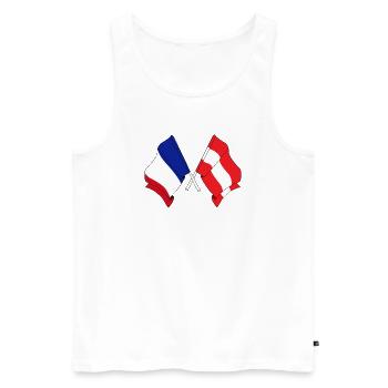 Drapeau de la France et drapeau de l’Autriche - Débardeur bio Premium Homme - blanc - Devant - Michal (187cm)