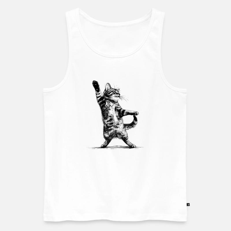 Disco-Katze - Männer Premium Bio Tank Top - Weiß