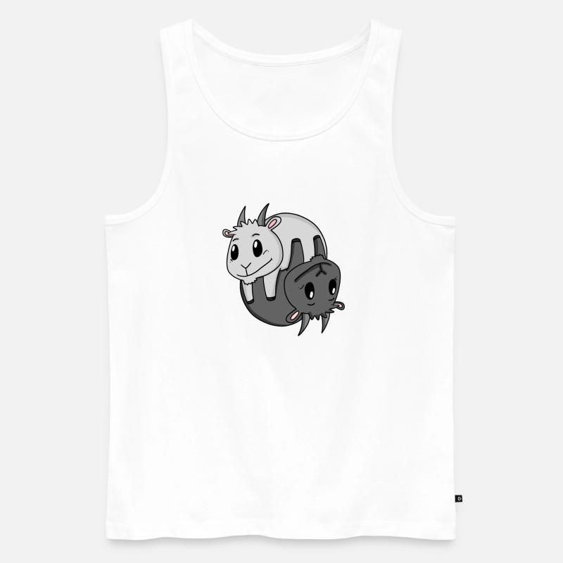 Yin Yang Zeichen Ziege - Männer Premium Bio Tank Top - Weiß