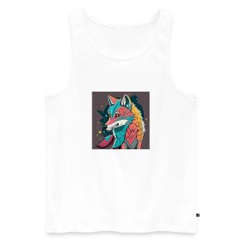 Geometrischer Wolf Farbexplosion - Männer Premium Bio Tank Top - Weiß - Vorne - AI Model Male 178 light (178cm)