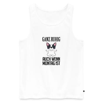 Montag Spruch Yoga Hund - Männer Premium Bio Tank Top - Weiß - Vorne - Michal (187cm)