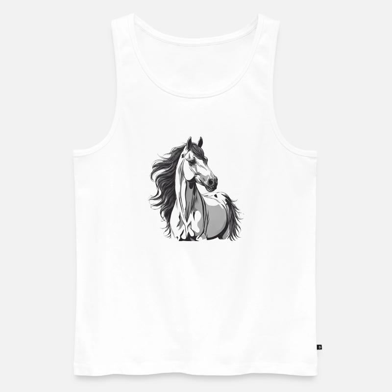Pferd, Pferdefächer, Reiten - Männer Premium Bio Tank Top - Weiß