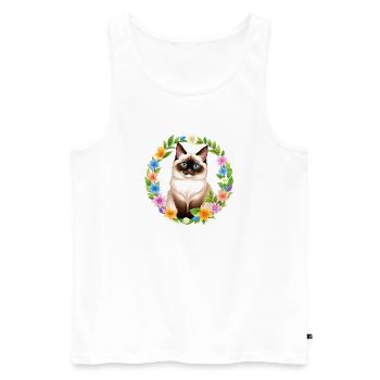 Frühlingserwachende Samtpfote - Männer Premium Bio Tank Top - Weiß - Vorne - Michal (187cm)