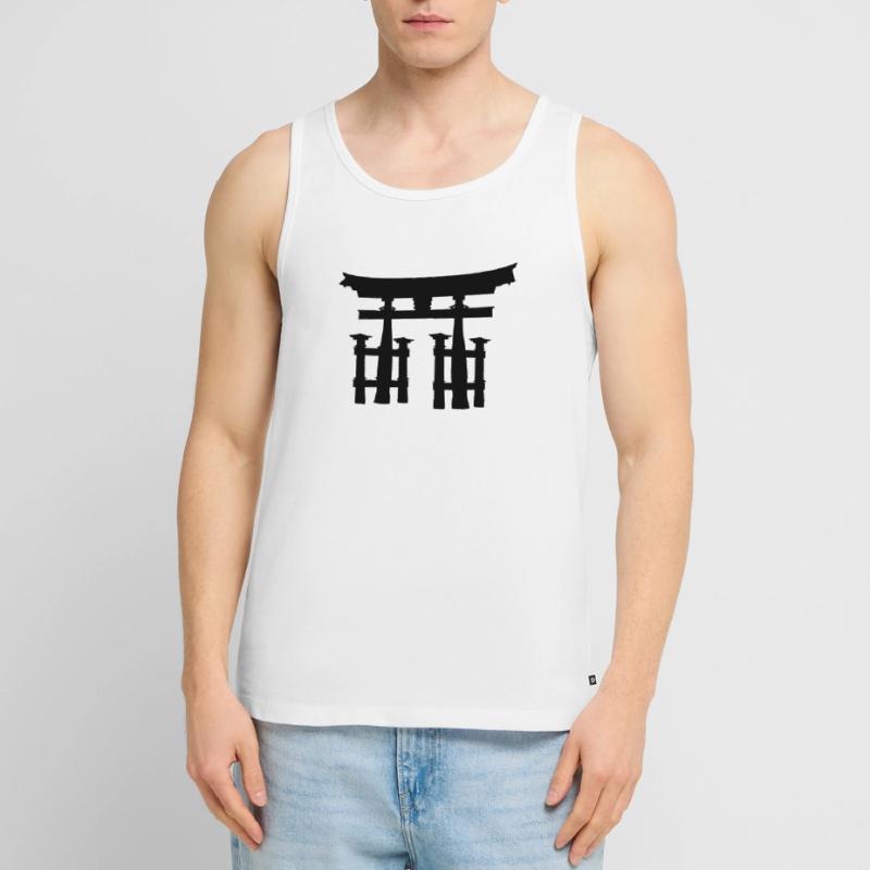 Japanisches Torii oder Tor transparentes Schattenbild Männer Premium Bio Tank Top
