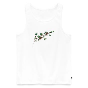 Beaux cônes de mélèze sur une branche de mélèze - Débardeur bio Premium Homme - blanc - Devant - AI Model Male 178 light (178cm)