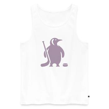 Minimalistische Pinguin Eishockey Silhouette - Männer Premium Bio Tank Top - Weiß - Vorne - Michal (187cm)