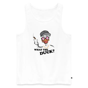 Qu’est-ce que le canard drôle canard gangster dictons drôles - Débardeur bio Premium Homme - blanc - Devant - AI Model Male 178 light (178cm)