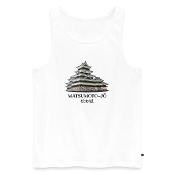 Château de Matsumoto-jo, Nagano, Japon dessin à la main - Débardeur bio Premium Homme - blanc - Devant - AI Model Male 178 light (178cm)
