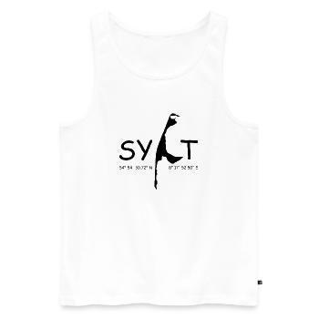 Sylt - Insel mit Koordinaten - Männer Premium Bio Tank Top - Weiß - Vorne - Michal (187cm)