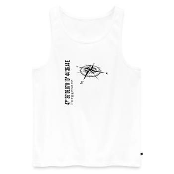 Koordinaten Forggensee - Männer Premium Bio Tank Top - Weiß - Vorne - Michal (187cm)