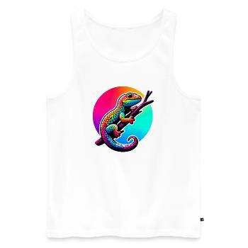 Gecko - Männer Premium Bio Tank Top - Weiß - Vorne - Michal (187cm)