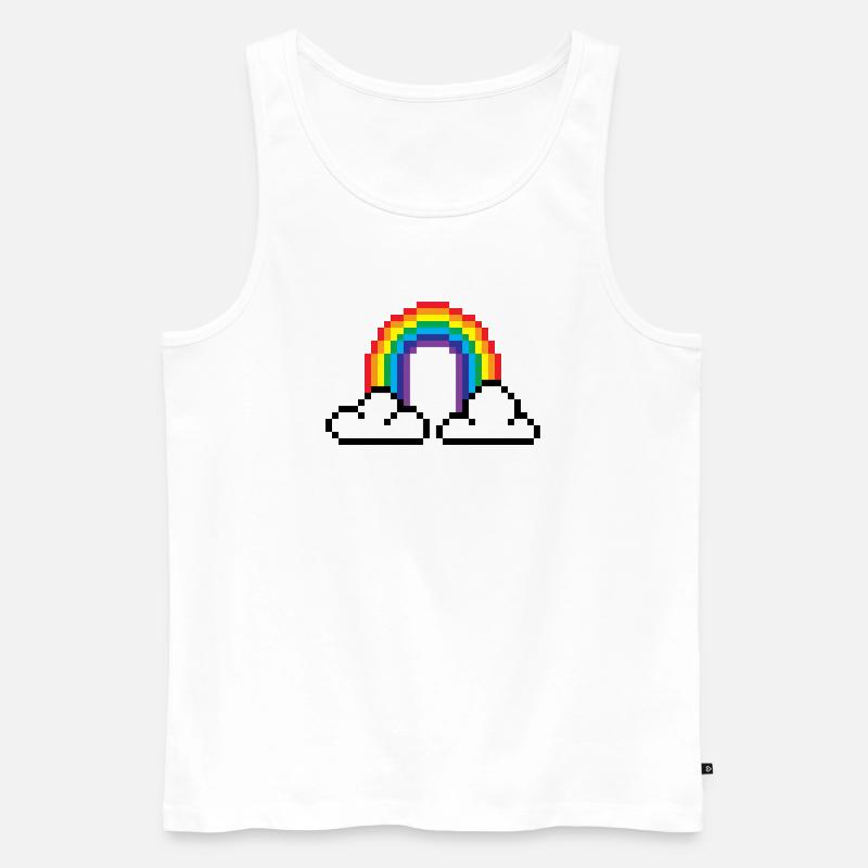 Pixel Regenbogen - Männer Premium Bio Tank Top - Weiß