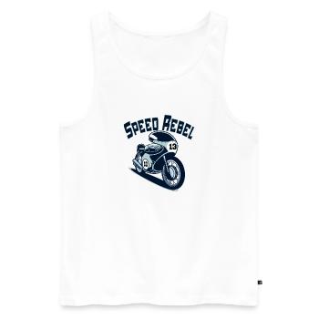 Speed Rebel - Männer Premium Bio Tank Top - Weiß - Vorne - Michal (187cm)