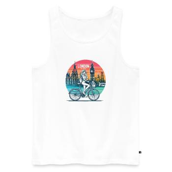 Illustration de vélo de la ligne d’horizon de Londres - Débardeur bio Premium Homme - blanc - Devant - Michal (187cm)