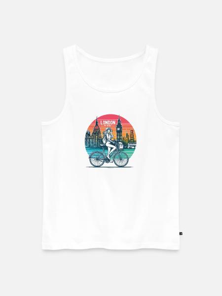 London Skyline Bicycle Illustration - Men's Premium Organic Tank Top - white