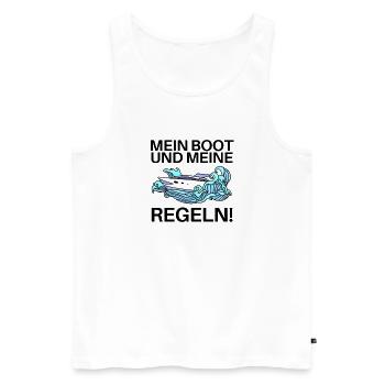 Boote Motorboot Regeln Spruch lustig - Männer Premium Bio Tank Top - Weiß - Vorne - Michal (187cm)