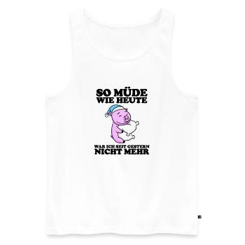 Ausschlafen Müde Spruch lustig Schlafen - Schwein - Männer Premium Bio Tank Top - Weiß - Vorne - AI Model Male 178 light (178cm)