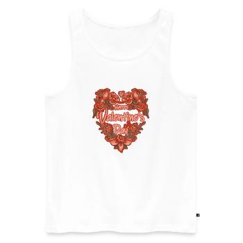 Happy Valentine's Day Cœur de Roses - Débardeur bio Premium Homme - blanc - Devant - AI Model Male 178 light (178cm)