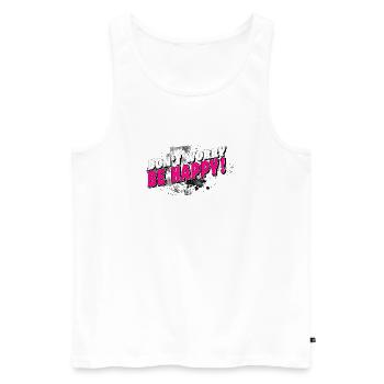 DONT WORRY BE HAPPY > BACKGROUND stormy - Männer Premium Bio Tank Top - Weiß - Vorne - Michal (187cm)