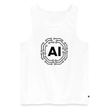 AI Icon Badge Logo Artificial Intelligence Logo - Männer Premium Bio Tank Top - Weiß - Vorne - AI Model Male 178 light (178cm)