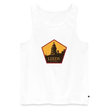 Leeds Uhrturm Silhouette - Männer Premium Bio Tank Top - Weiß - Vorne - AI Model Male 178 light (178cm)