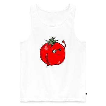 Humorvoller Tomate mit Sonnenbrille - Männer Premium Bio Tank Top - Weiß - Vorne - AI Model Male 178 light (178cm)