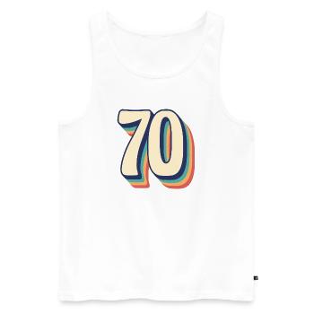 T-Shirt rétro Vintage numéro 70 soixante-dix - Débardeur bio Premium Homme - blanc - Devant - Michal (187cm)