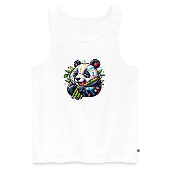 Panda - Männer Premium Bio Tank Top - Weiß - Vorne - Michal (187cm)