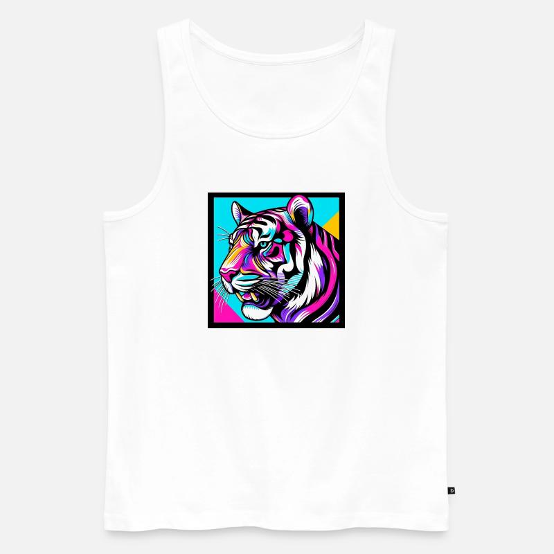 Tiger - Männer Premium Bio Tank Top - Weiß