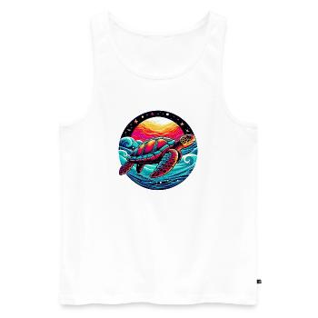 Tortue marine - Débardeur bio Premium Homme - blanc - Devant - Michal (187cm)