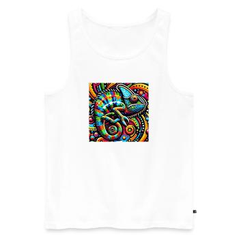 Chamäleon Pop Art - Männer Premium Bio Tank Top - Weiß - Vorne - Michal (187cm)