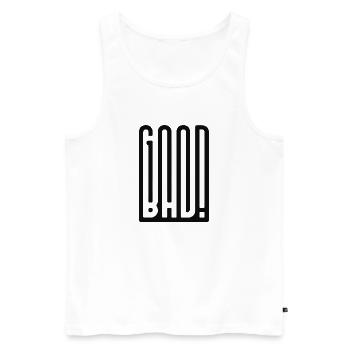 Lebensfreude Schriftzug auf lebendigem Hintergrund - Männer Premium Bio Tank Top - Weiß - Vorne - Michal (187cm)