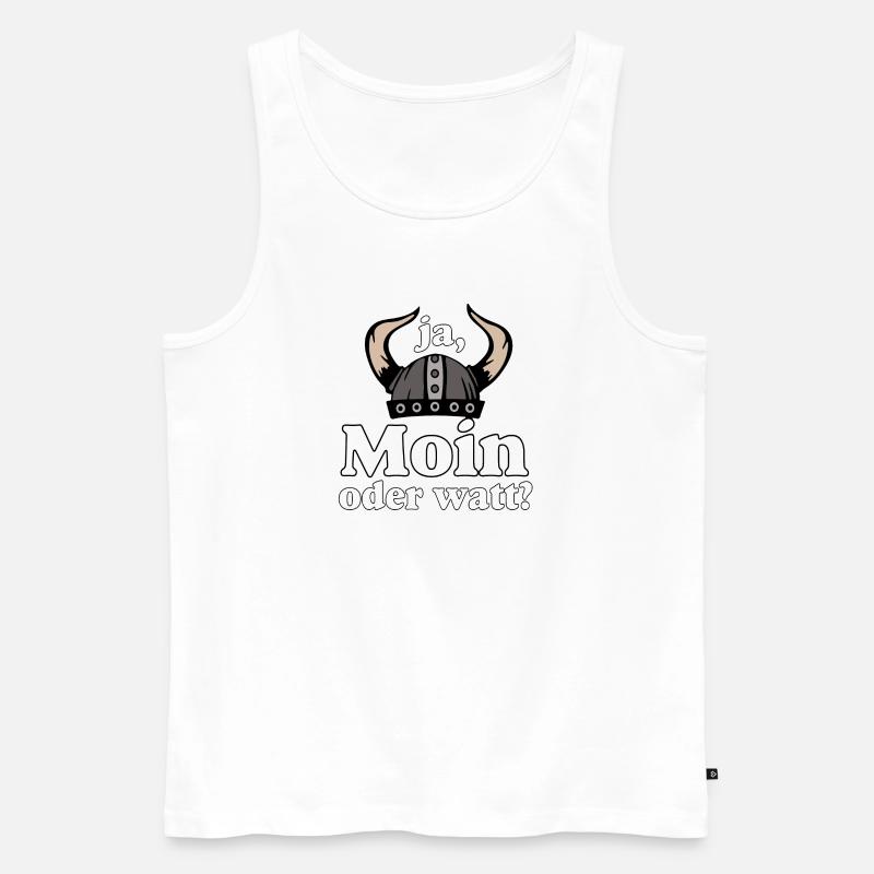 Ja Moin oder Watt? Nordisch Humor - Männer Premium Bio Tank Top - Weiß