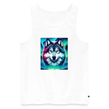 Wolf Husky Dog - Men's Premium Organic Tank Top - white - Front - AI Model Male 178 light (178cm)