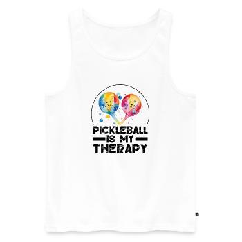 Le pickleball est ma thérapie - Débardeur bio Premium Homme - blanc - Devant - Michal (187cm)