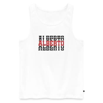 Alberto T-Shirt T-Shirt Geschenkidee gestapelter Text - Männer Premium Bio Tank Top - Weiß - Vorne - Michal (187cm)