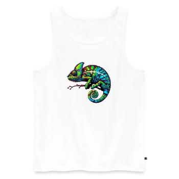 Chamäleon - Männer Premium Bio Tank Top - Weiß - Vorne - Michal (187cm)