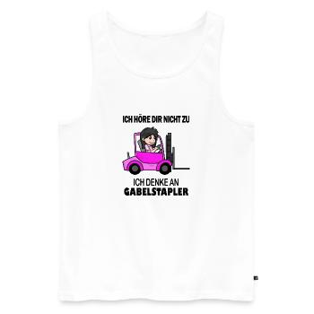 Staplerfahrerin Gabelstapler Lager Logistik Damen - Männer Premium Bio Tank Top - Weiß - Vorne - Michal (187cm)