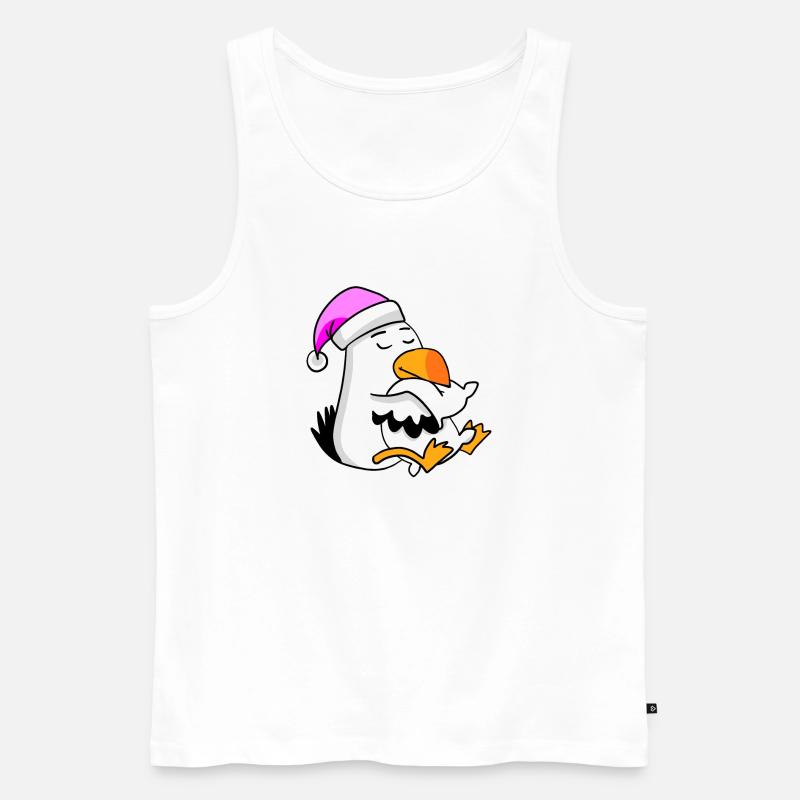 Möwe Müde Ausschlafen Schlafen Mädchen - Männer Premium Bio Tank Top - Weiß
