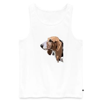 Basset - Débardeur bio Premium Homme - blanc - Devant - AI Model Male 178 light (178cm)