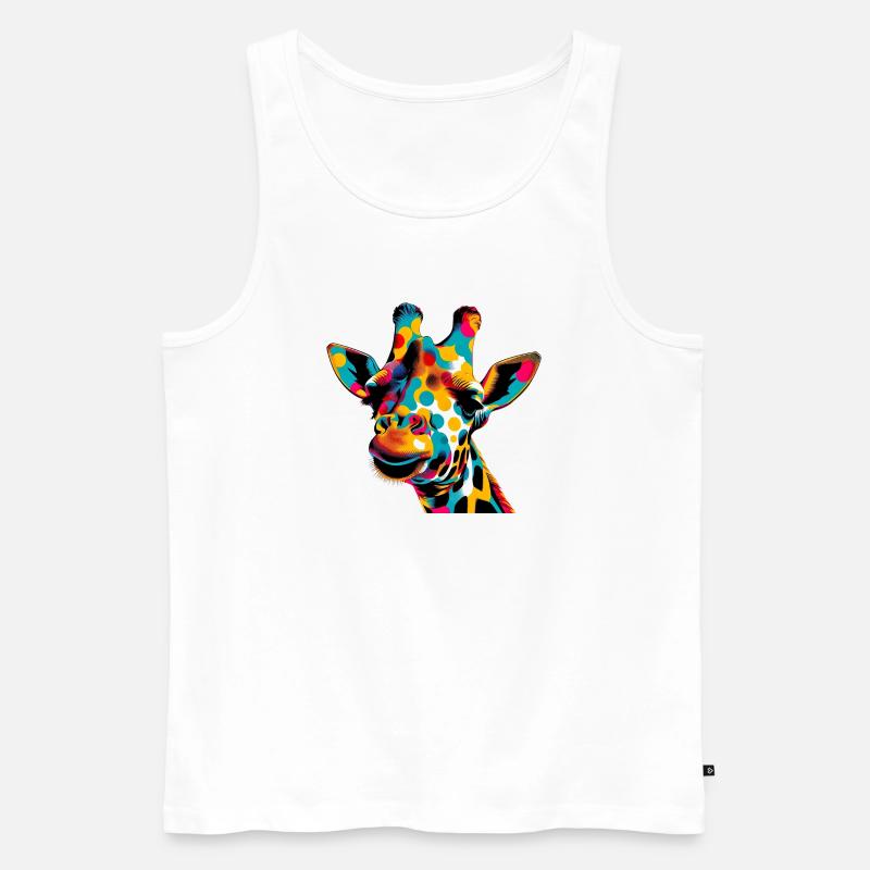 Giraffe Pop Art - Männer Premium Bio Tank Top - Weiß